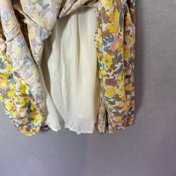 Free People Mini Dress Small Forget Me Not Floral Print Short Sleeve Yellow 12 - Picture 8 of 11